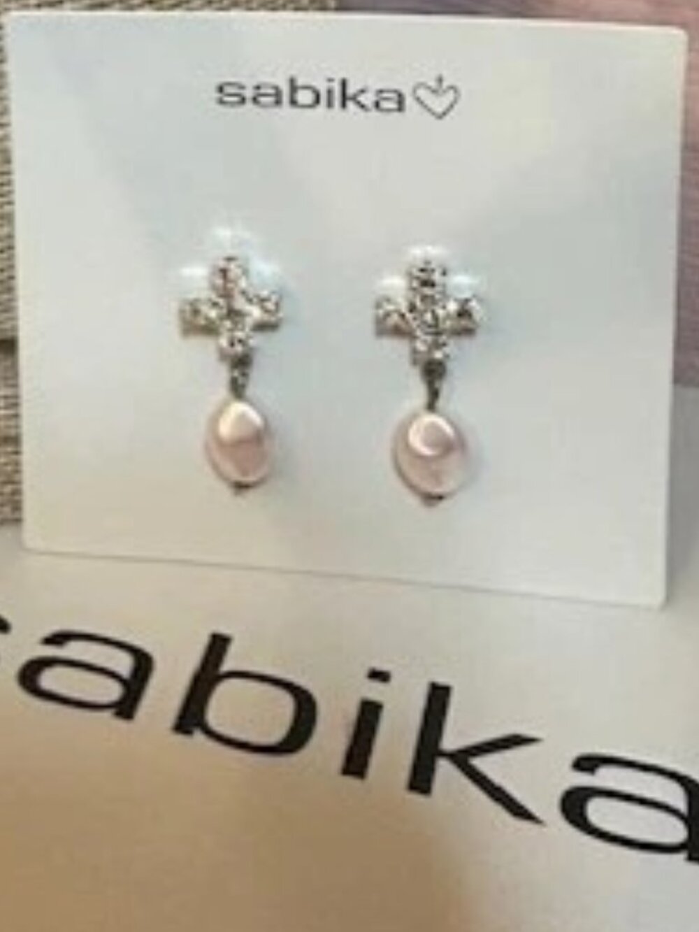 Sabika Pearl Cross Earrings